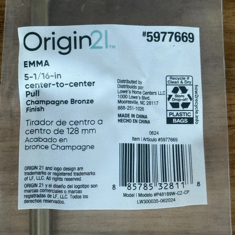 Origin 21 Emma 5-1/16-in 128mm Center to Center Champagne Bronze Drawer Pull 2pk